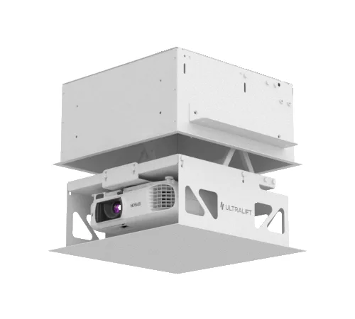 Prolift motorised projector lift lowering from a ceiling