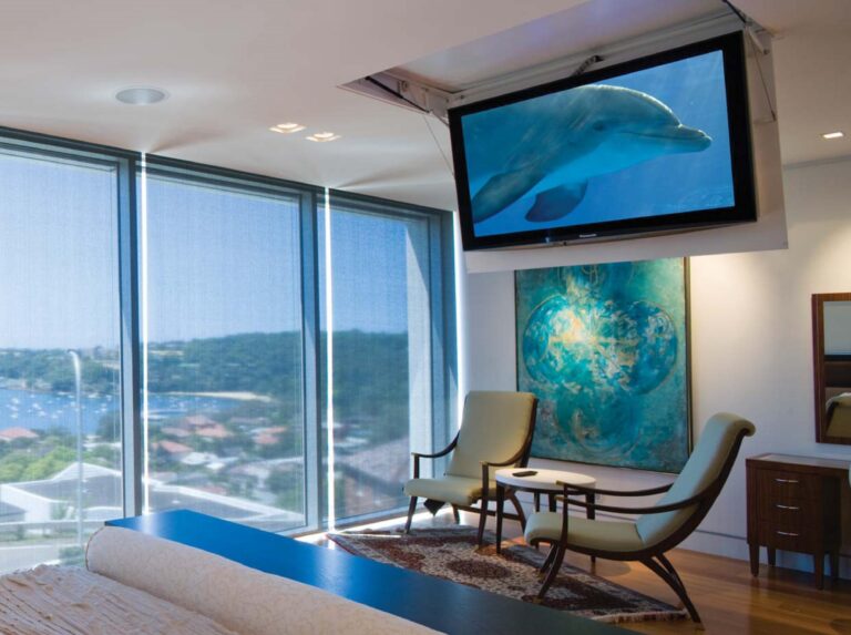 4 ways of hiding your TV: Drop Down TV, Hidden TV Cabinet, Wall TV lift and Behind art piece Mount